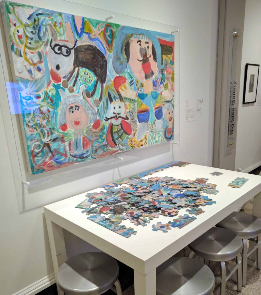 Artwork puzzle for museum matches displayed art so guests can engage with art
