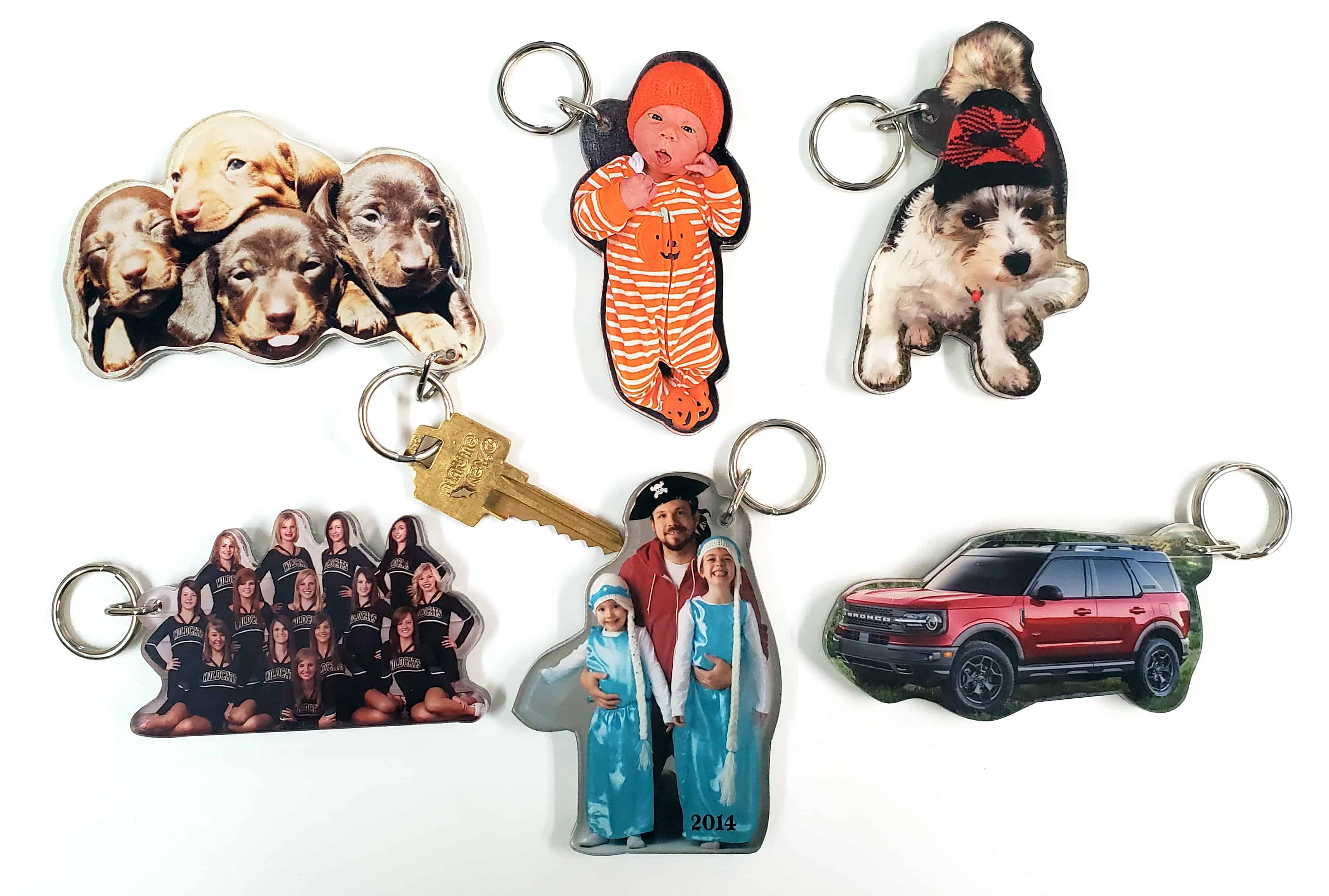 Examples of photo keychains made from your photos